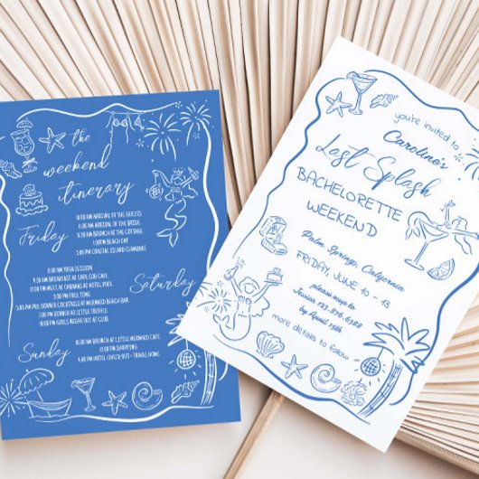 Invitation Dernier plongeon Week-end de plage dessiné à la ma