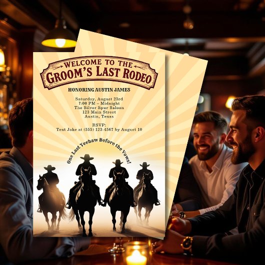Invitation Dernier Rodéo Bachelor Party Cowboys Coucher de so
