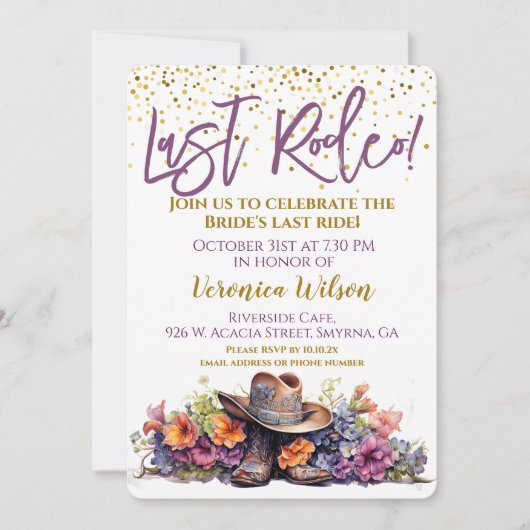 Invitation Dernier Rodeo Bachelorette Party (Devant)