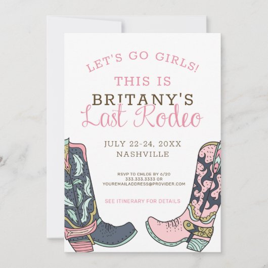 Invitation Dernier Rodeo Bachelorette Weekend Party (Devant)