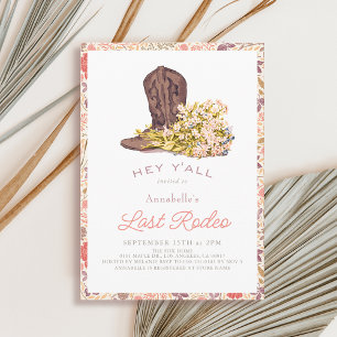 Invitation Dernier Rodeo Cowboy Boot & Bouquet Fête des marié