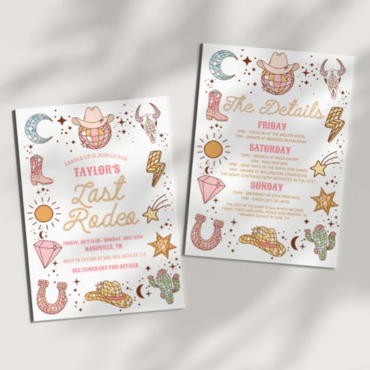 Invitation Dernier Rodeo Disco Cowgirl Weekend de Bachelorett