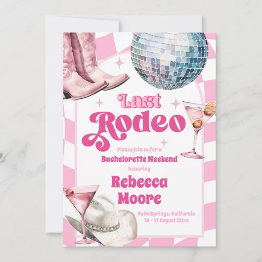 Invitation Dernier Rodeo Nashville Bachelorette Party Itinéra (Devant)