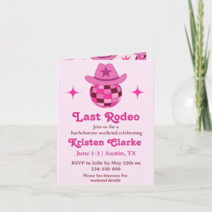 Invitation Dernier Rodeo Pink Disco Cowgirl Bachelorette