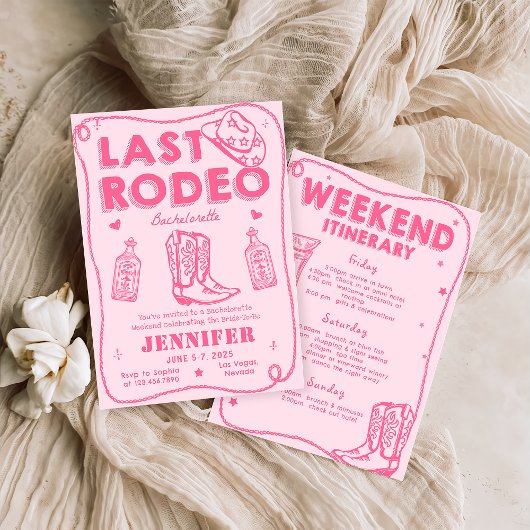 Invitation Dernier Rodeo Rose Cowgirl Bachelorette Week-end