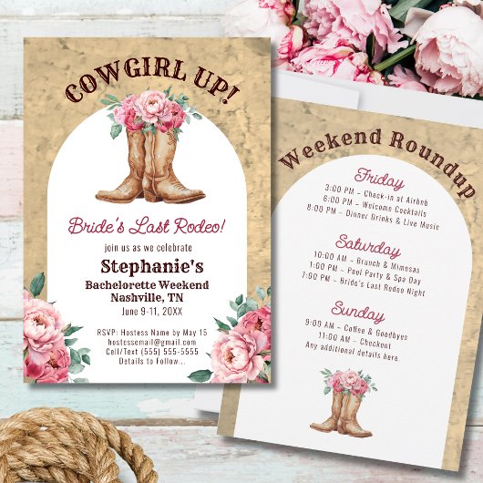 Invitation Dernier Rodéo Rustique Pink Cowgirl Bachelorette