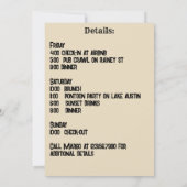 Invitation Dernier Rodeo Western Bachelorette Week-end (Dos)