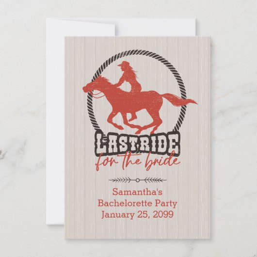 Invitation Dernier Roulé Rouge Pour La Mariée (Devant)