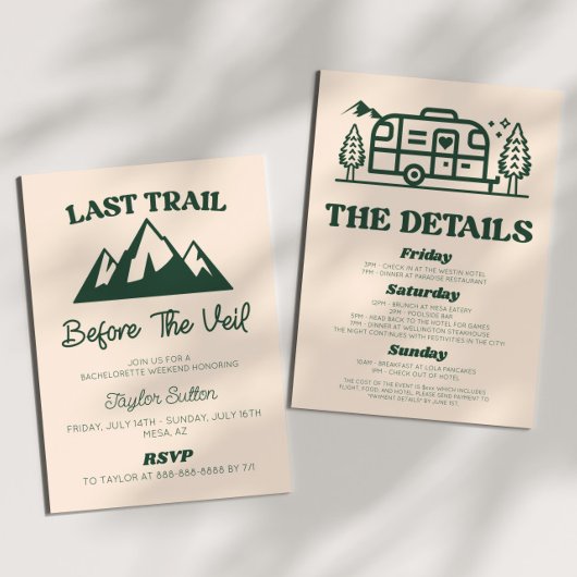 Invitation Dernier Sentier Avant Le Week-End De Bachelorette 