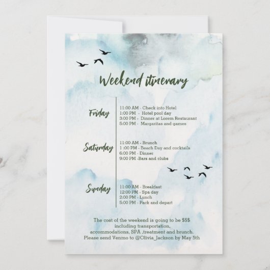 Invitation Dernier sentier avant le week-end d'enterrement de (Dos)