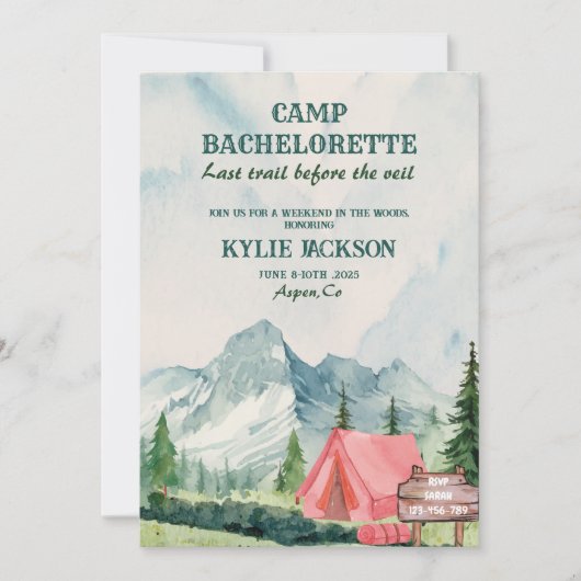 Invitation Dernier sentier Camp Mountains et Forest Bachelore (Devant)