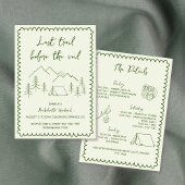 Invitation Dernier sentier Camping Main tiré Bachelorette Wee