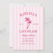 Invitation Dernier Splash Beach Palms Hot rose Bachelorette (Devant)