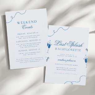 Invitation Dernier Splash Bleu Nautique Hen Bachelorette Week