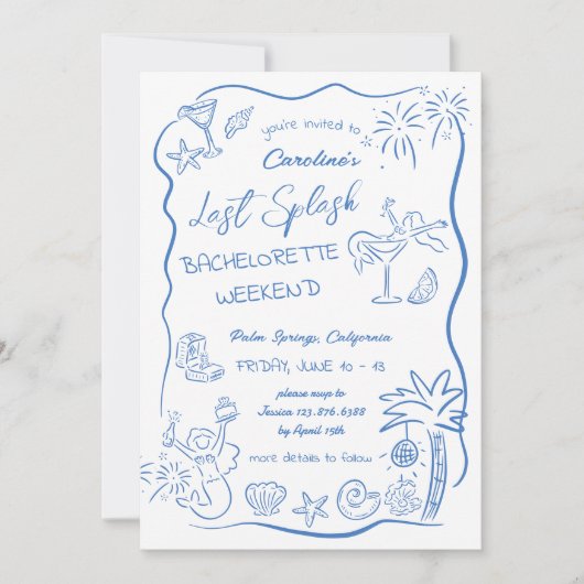 Invitation Dernier Splash Dessin à la Main Plage Week-end Ent (Devant)