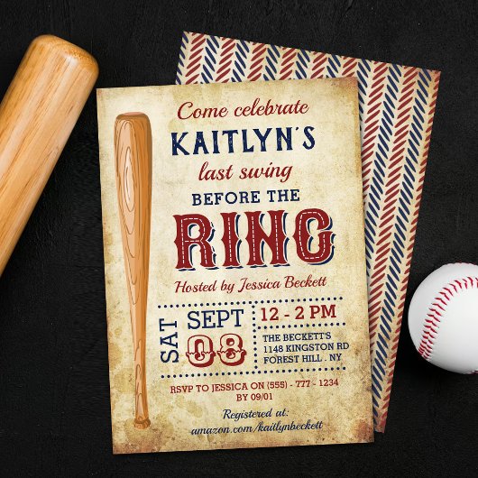 Invitation Dernier Swing Avant La Bague ! Baseball Enterremen