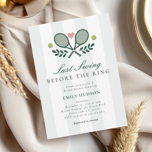 Invitation Dernier Swing Avant La Fête des mariées De Tennis