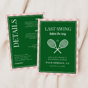 Invitation Dernier Swing avant le Bachelorette Tennis Anneau
