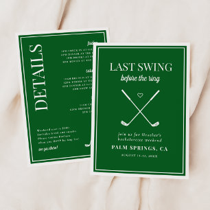 Invitation Dernier Swing avant le golf en anneau Bachelorette
