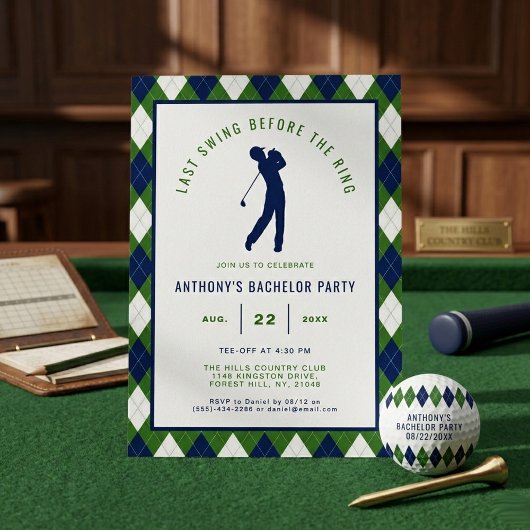 Invitation Dernier Swing avant le mariage | EVG de golf