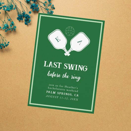 Invitation Dernier Swing Avant le Pickleball de Bachelorette