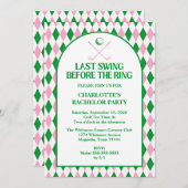 Invitation Dernier Swing Avant Le Ring Golf Bachelorette Part (Devant / Derrière)