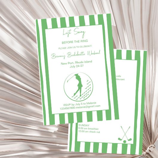 Invitation Dernier swing golf Bachelorette week-end