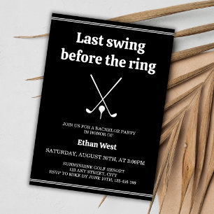 Invitation Dernier Swing Stylish Black White Golf Bachelor Pa