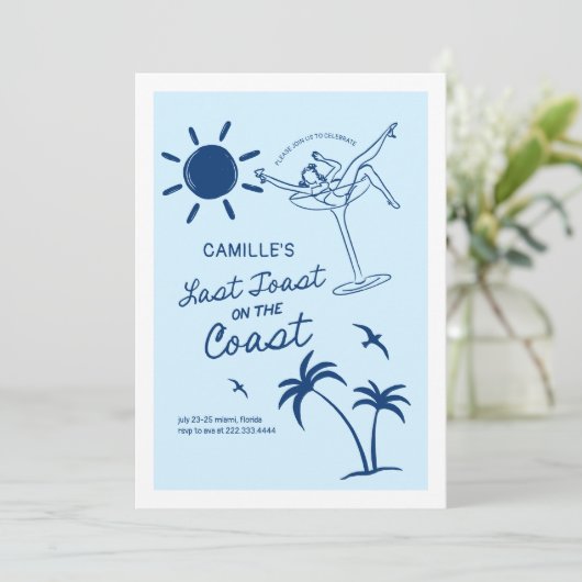 Invitation Dernier Toast Bachelorette Week-end Bash Invitatio (Debout devant)