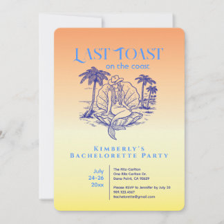 Invitation Dernier Toast Blue Mermaid Bachelorette