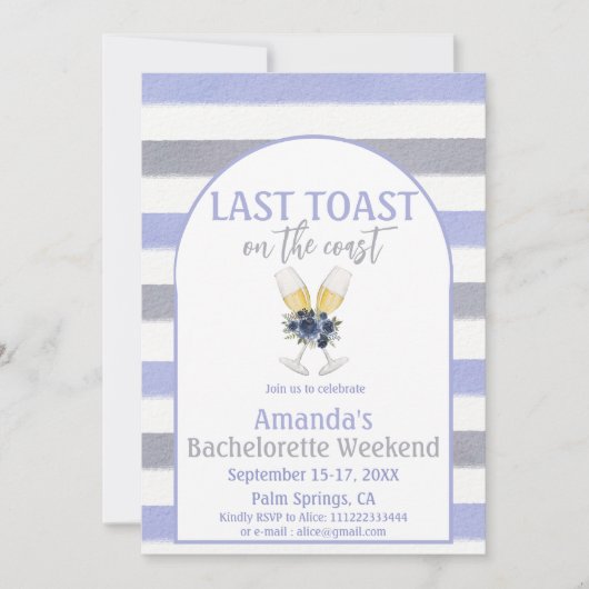 Invitation Dernier Toast Coast Beach Bachelorette Weedkend Pa (Devant)
