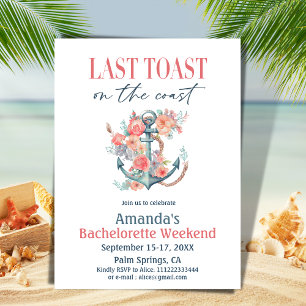 Invitation Dernier Toast Coastal Bachelorette Weedkend Itinér