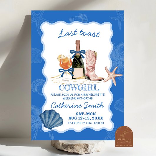 Invitation Dernier Toast Cowgirl Beach Bachelorette Itinérair