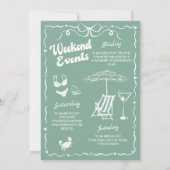 Invitation Dernier Toast Green Beach Bachelorette Week-end (Dos)