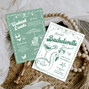 Invitation Dernier Toast Green Beach Bachelorette Week-end