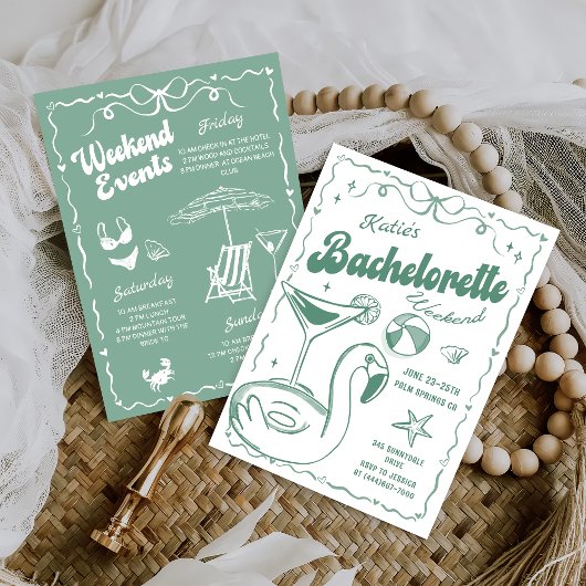 Invitation Dernier Toast Green Beach Bachelorette Week-end