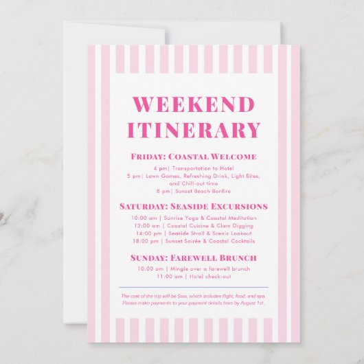 Invitation Dernier Toast Rose Sur La Côte Bachelorette Week-E (Dos)