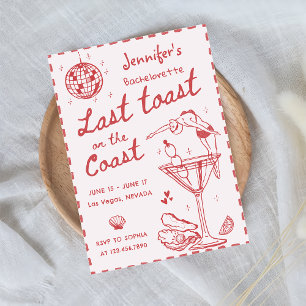 Invitation Dernier Toast Rose Sur La Côte Bachelorette Week-E