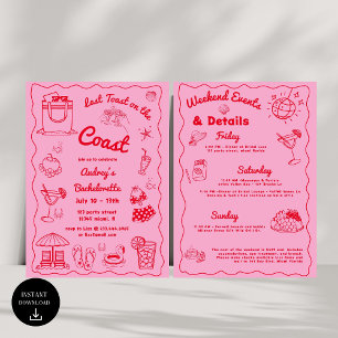 Invitation Dernier Toast Rose Sur La Côte Bachelorette Week-E