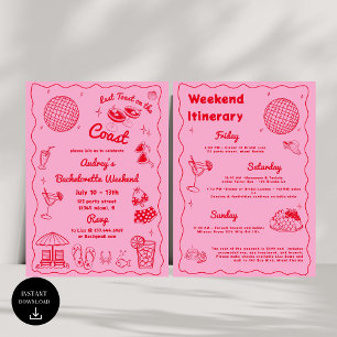 Invitation Dernier Toast Rouge Sur La Côte Bachelorette Week-