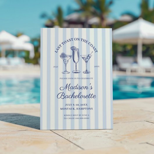 Invitation Dernier Toast Sur La Côte Bachelorette Bleue Week-