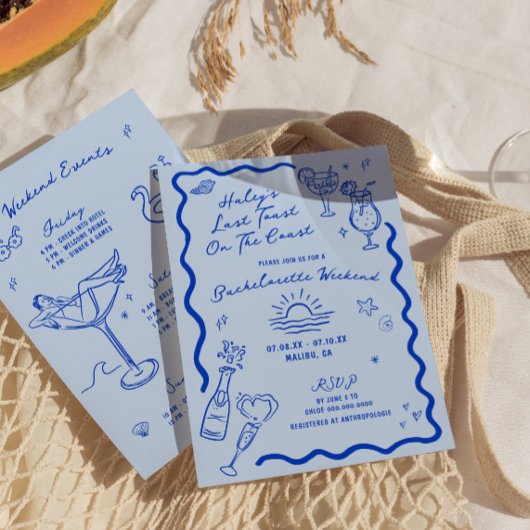 Invitation Dernier Toast Sur La Côte Bachelorette Bleue Week-