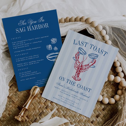 Invitation Dernier Toast sur la Côte Bachelorette Itinéraire 