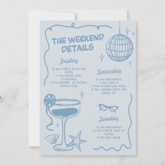 Invitation Dernier Toast Sur La Côte Bachelorette Week-End (Dos)