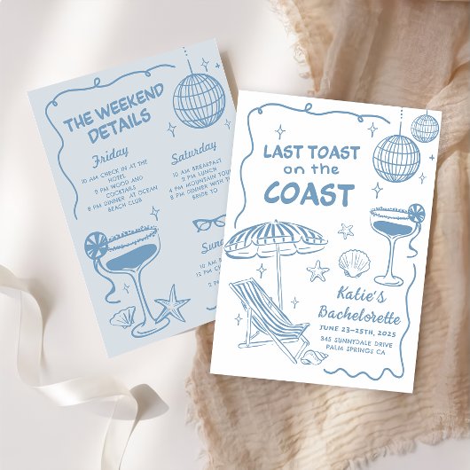 Invitation Dernier Toast Sur La Côte Bachelorette Week-End