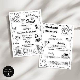 Invitation Dernier Toast Sur La Côte Bachelorette Week-End