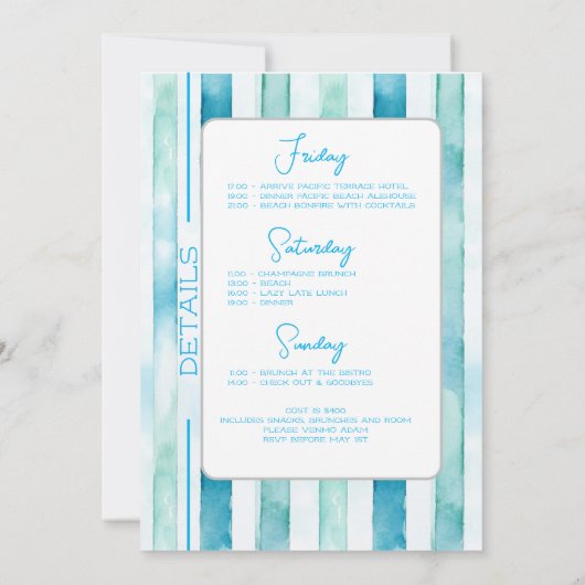 Invitation Dernier Toast Sur La Côte Bachelorette Week-End (Dos)