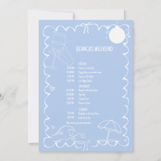 Invitation Dernier toast sur la côte Bachelorette Week-end de (Dos)