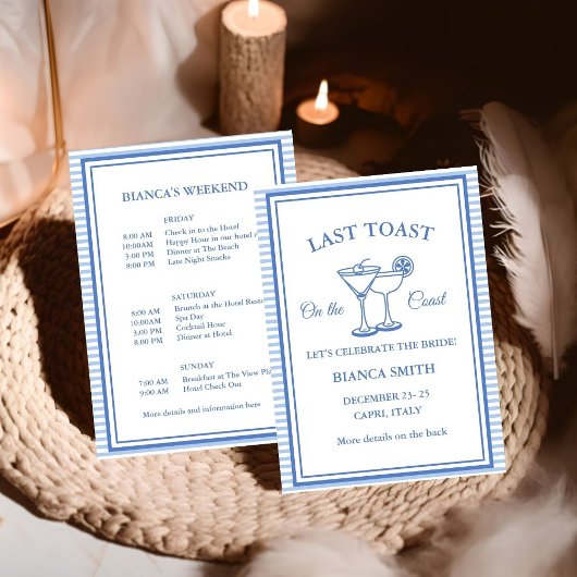 Invitation Dernier toast sur la côte Bachelorette Week-end de