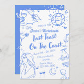 Invitation Dernier Toast Sur La Côte Bachelorette Week-End Pa (Devant / Derrière)